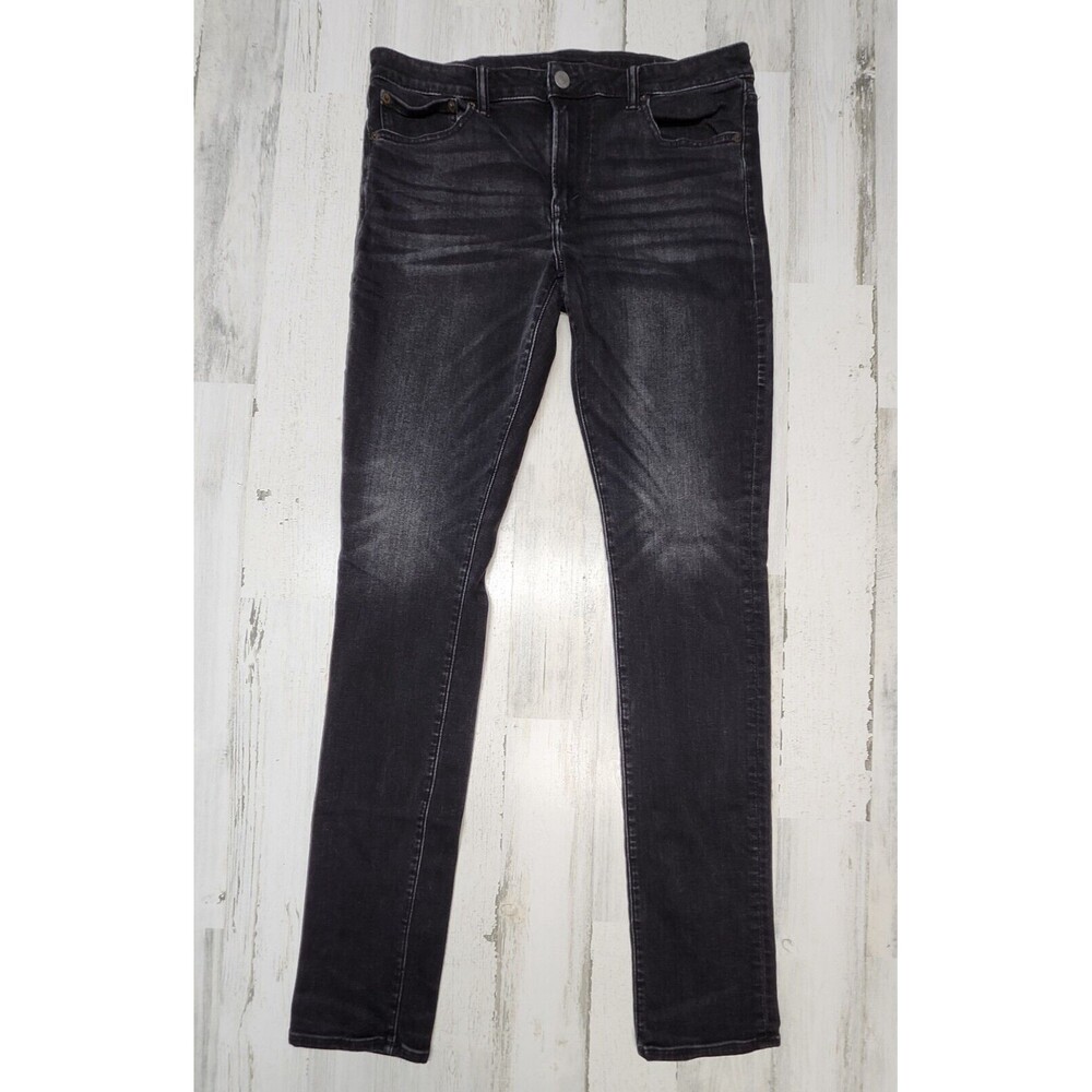 American Eagle Outfitters Jeans Men 36x32 Black Stacked Skinny Next Level Flex
